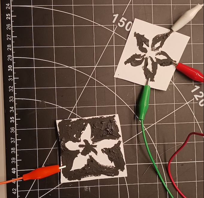 Connecting graphite paintings to Makey-Makey